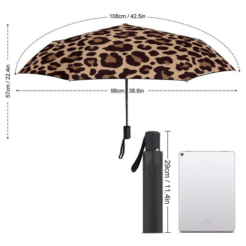 Ombrello pieghevole automatico con stampa leopardata per uomo e donna. 1