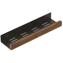 Prateleira de parede para banheiro de 40 cm, sem furos, em madeira de nogueira preta, design luxuoso.