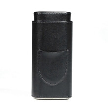 Tragbarer Zigarrenhumidor aus PU-Leder mit drei Fingern, schwarz