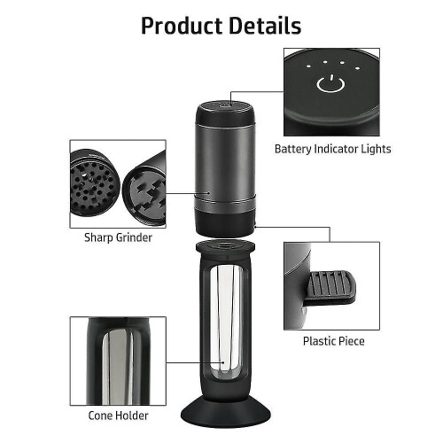 Moedor elétrico de ervas e especiarias com bateria integrada, suporte para cones e função de enchimento para moagem. 2