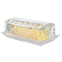 Boterschaaltje voor op het aanrecht, transparante glazen bewaardoos met deksel voor het serveren van boter en kaas.