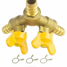 Válvula de esfera de três vias com conexão em Y de latão de 8 mm e clipes de zinco.