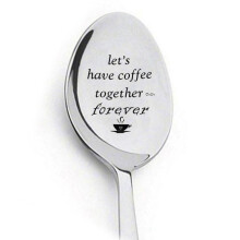 Coffee Spoons Let's Have Coffee Together Forever Engraved Spoon Gift For Lover Friends1PCS