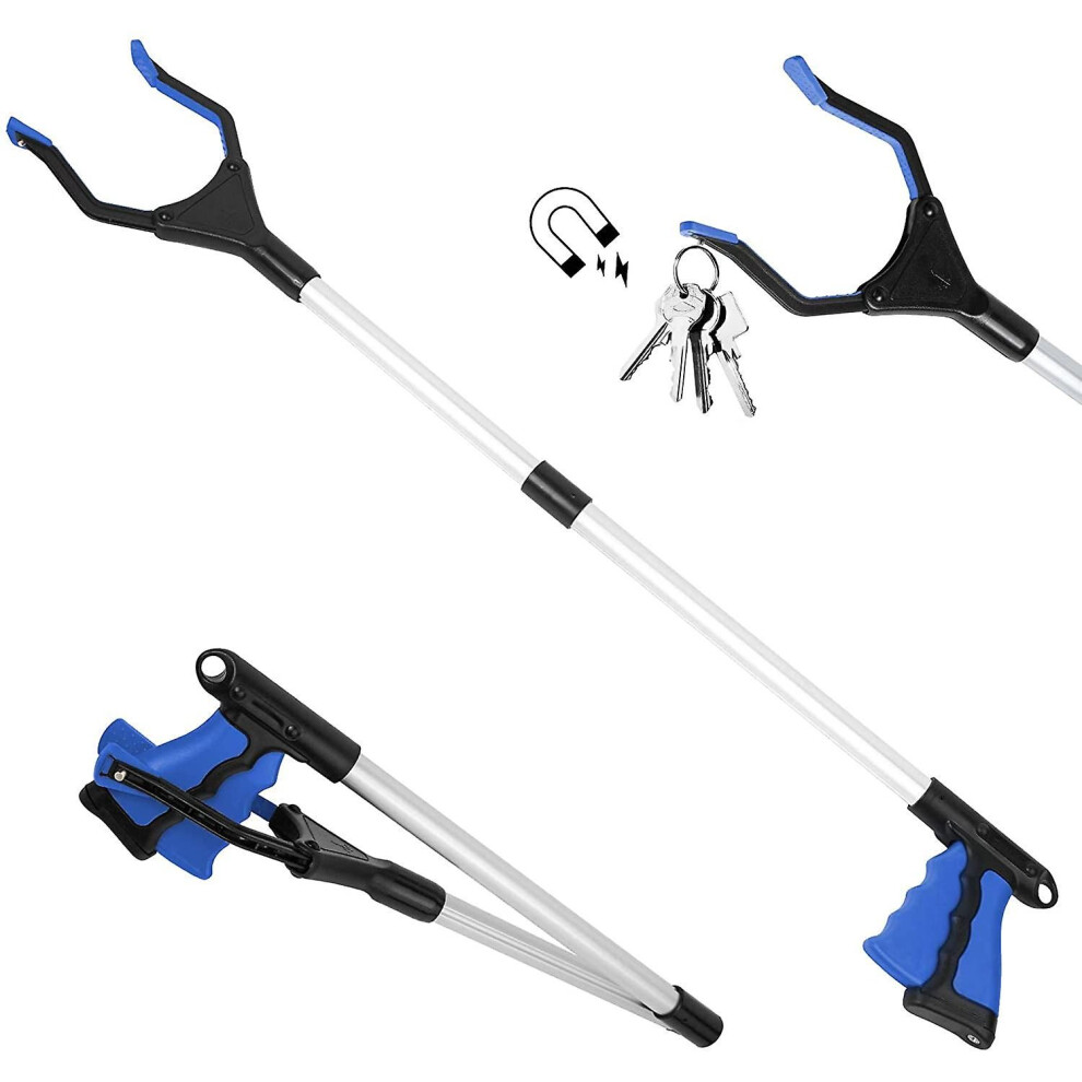 Griffer, 82cm Foldable Gripper Made Of Aluminum With Rotating Rubber Mixer, Gripping Pliers For Seniors Foldable Long Arm Extender For Garbage/throw P