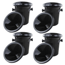 4X Black Plastic Wine Spittoon with Funnel - Standard Size Champagne Bucket