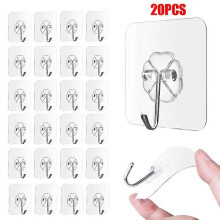 Heavy Duty Transparent Self Adhesive Metal Wall Hooks20 Pcs
