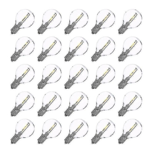 25pcs G40 E14 LED Replacement Bulbs with 2700k Filament Light
