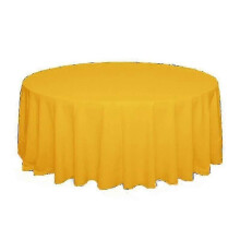 Solid color tablecloth for wedding round polyester durable table coverGoldDiameter 220CM