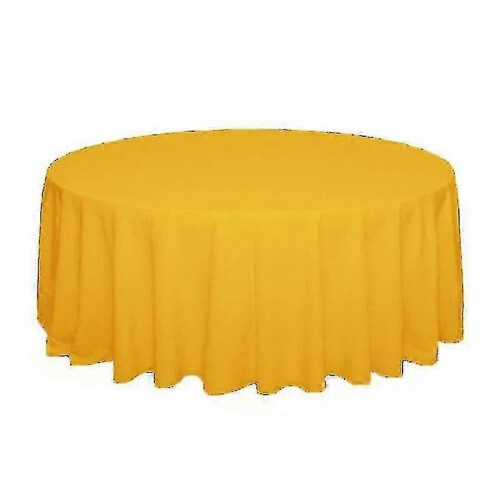 Solid color tablecloth for wedding round polyester durable table coverGoldDiameter 220CM