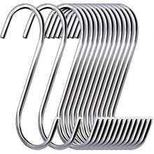 10 Pcs Metal Silver S Hooks, Steel S Hooks for Plants, Hanging Hangers for Kitchen Pans, Pots, Bags, Purse, Jeans, Jewelry, Towels