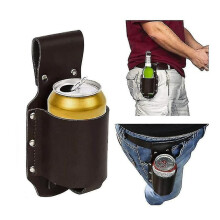 Bierholster aus Leder – Klassischer Flaschenhaltergürtel für Herren, Schwarz
