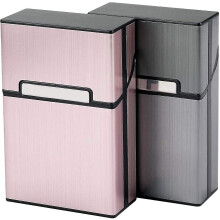 Aluminium sigarettendoosje voor hele sigaretten, 20 stuks sigarettendoosjes met klapdeksel voor mannen, vrouwen en dames (grijs) roze en grijs