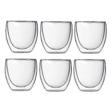 6Pcs 80ml 2.7oz Glass Double Walled Heat Insulated Tumbler Espresso Tea Cup