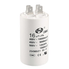 Condensatore di avviamento CBB60 16uF 450V AC a doppio inserto 50/60Hz cilindrico 72x40mm bianco per compressore d'aria, pompa dell'acqua e motore.