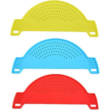 3 piezas de colador de plástico en forma de media luna para ollas y sartenes