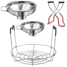 Kit de mise en conserve 4 pièces : 1 grille à conserves, 1 pince à bocaux, 2 entonnoirs. Fournitures pour la mise en conserve.