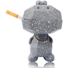 Outdoor Ashtray Gray Ashtray With Lid Funny Ashtray Large Wind Ashtray Stylish Crocodile Ashtray Decorations For Indoor & Outdoor Use (1 Pcs, 14cm, Gr