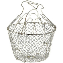 Cesta plegable para ensalada con refuerzos - Acero inoxidable - Fácil almacenamiento - Giro suave - 22,5 cm