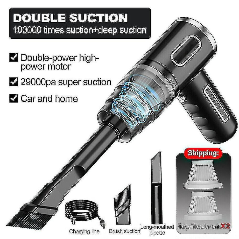 29000Pa Powerful Car Vacuum Cleaner Wet/Dry Cordless Strong Suction Handheld Qwa29000pa- Black 3242080343203
