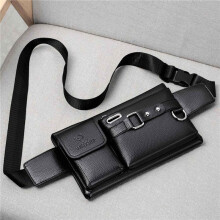 4X WEIXIER Marca Unissex um Ombro Multifuncional Bolsa de Cintura de  Capacidade Bolsa Masculina Casual Bolsa Mensageira Carteira Preta