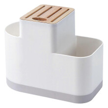 Escurridor y organizador de cubiertos multifuncional para encimera de cocina.