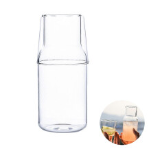 Durable Glass Pitcher and Milk Cup Set: Clear Drinkware for Kitchen and Office Table
