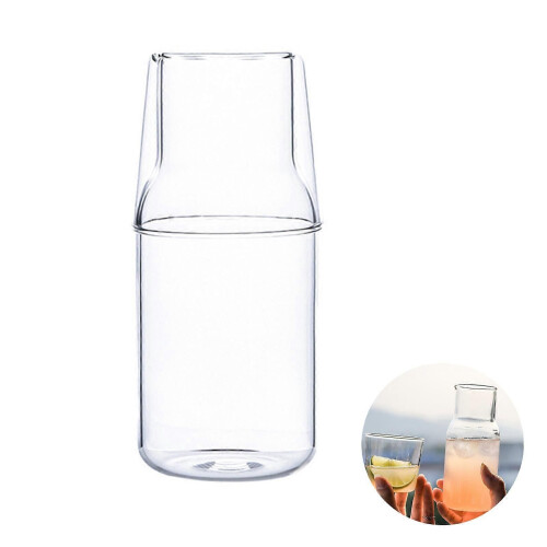 Durable Glass Pitcher and Milk Cup Set: Clear Drinkware for Kitchen and Office Table