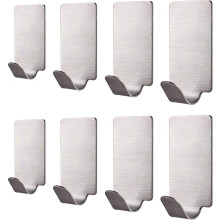 Bathroom Stainless Steel Towel Rack with 8 Coat Hooks (Silver)