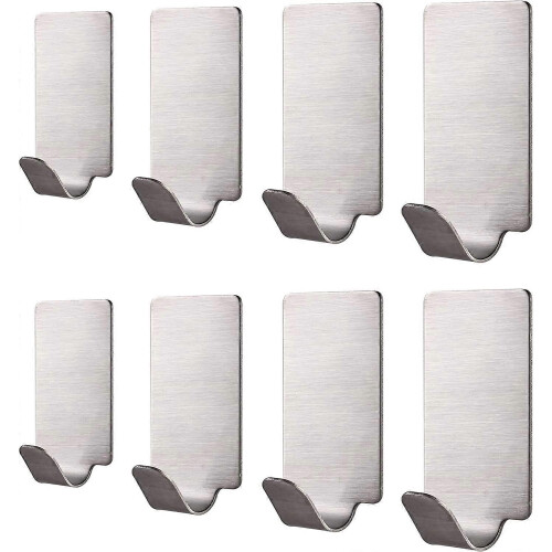 Bathroom Stainless Steel Towel Rack with 8 Coat Hooks (Silver)