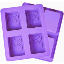 Silicone Baking Mould, 2-Piece Rectangular Set with 4 Cavity Tree Design