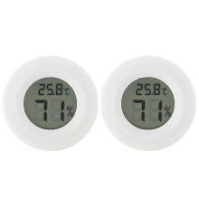 2pc Round Shaped Digital Thermometer Hygrometer Humidity Meter for Indoor Bedroom Home Use (White)