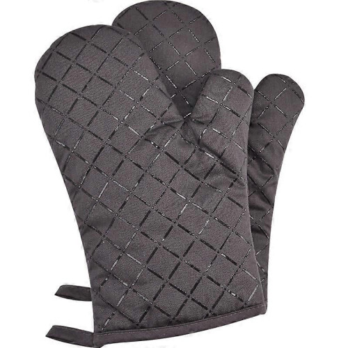 High Temperature Resistant Silicone Gloves, Double Sided Non-Slip, Grey