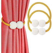 2pcs Magnetic Curtain Tiebacks, Elegant Pearl Holdbacks Curtain Clips