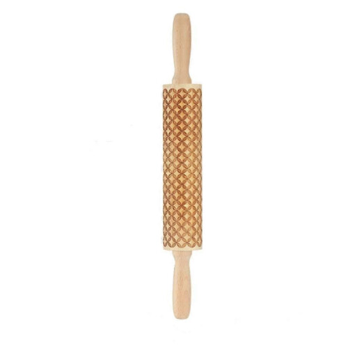 Carved Rolling Pin with Christmas Print, Baking Tools