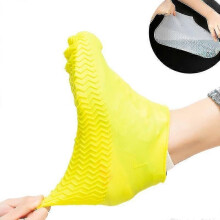 Capas de silicone impermeáveis para sapatos, unissex, reutilizáveis, 2 pares, amarelas, tamanho G