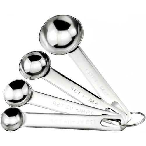 Messlöffel-Set aus Edelstahl mit skaliertem Messbecher, Silber