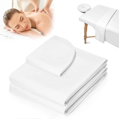 3-Piece Massage Table Sheets Set Massage Bed Cover Include Flat Fitted Sheet Face Rest Cover 96.5in