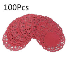 Colorful Lace Paper Mats, Coasters & Placemats, Ideal for Wedding Events & Party Table Settings, Gift OptionRed