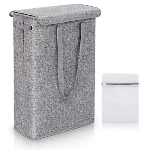 Folding Dirty Laundry Basket with Lid - Foldable Hamper Bin Bag for Laundry Storage