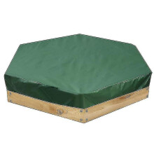 Capa impermeável e à prova de poeira para caixa de areia, hexagonal verde com cordão para proteção de piscina/caixa de areia, 140*110cm