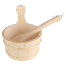 Sauna-emmer met lepel, natuurlijke houten badkameraccessoireset voor spabad