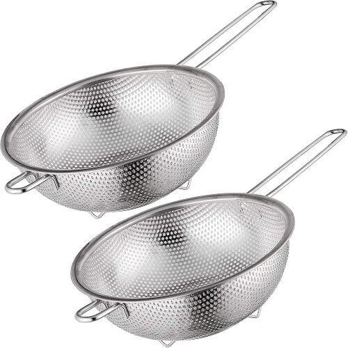 2 Pcs Stainless Steel Colander with Handle