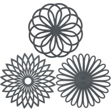 Lot de 3 dessous de verre en silicone avec motifs originaux, antidérapants