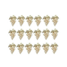 Conjunto de 18 Anéis de Guardanapo com Pérolas em Formato de Uva Dourada, Ideais para Decoração de Mesas em Casamentos e Festas.