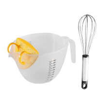 Tasse à mesurer avec filtre à œufs et graduation, grande capacité, pour la pâtisserie. Bol à fouet.