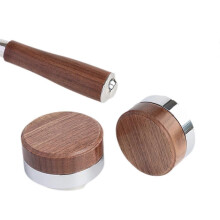 Walnut Coffee Tamper Distributor Tool for Espresso Portafilter Leveler - 58.5mm