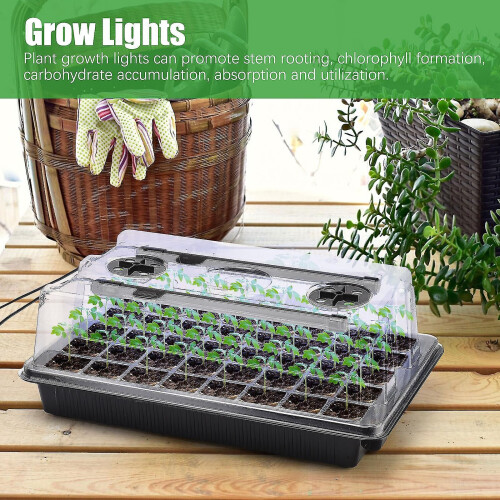80 Cells Seed Starter Tray Kit, Humidity Dome Plant Seedling Starter KitBBlack 2