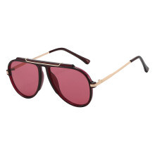 Sun Blocking Large Frame Pilot Sunglasses-Pork liver red and p