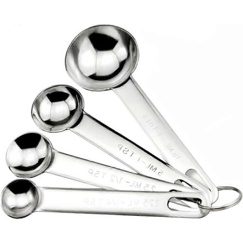 Messlöffel-Set aus Edelstahl mit skaliertem Messbecher, Silber 1