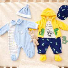 BiBi Doll 20" Baby Doll Clothes Set of 2 Reborn Outfits Dinosaur Jacket & Bunny Jumpsuit